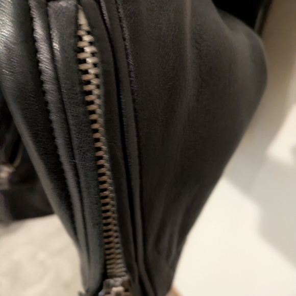 $2000 Acne Studios Mape Black Leather Jacket w/Brown Shearling Collar DE34 - Picture 10 of 10